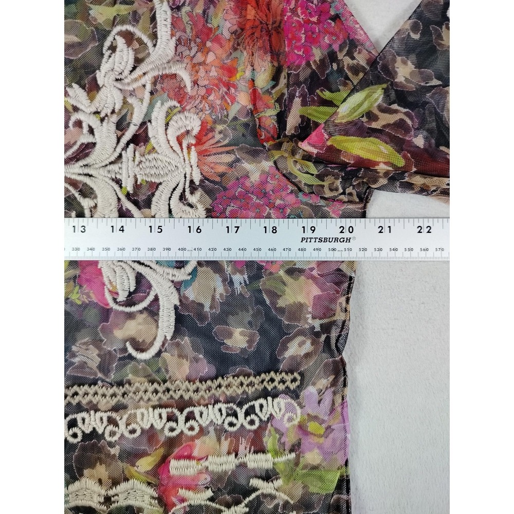 Biya Johnny Was Blouse Womens Medium Multicolor Sheer Embroidered Floral Boho - Picture 10 of 11